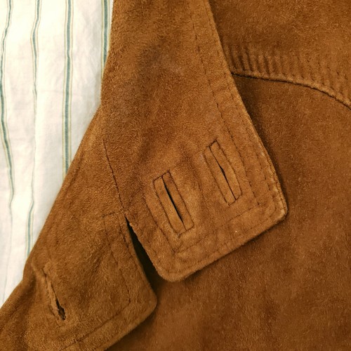 VINTAGE Hugo Boss Jacket Mens XL Extra Large Brown Suede Leather Bomber Italy - Picture 11 of 19