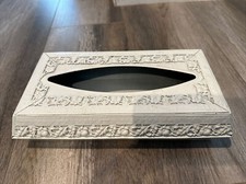 Vtg HTF White Tissue Box Cover Holder with Hinged Lid Wolff