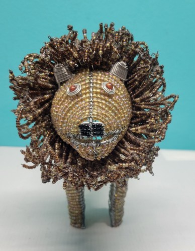 Beadworx by Extol Lion, Zebra, elephant, Wire Beaded Decorative Figures Lot of 3 - Picture 11 of 24