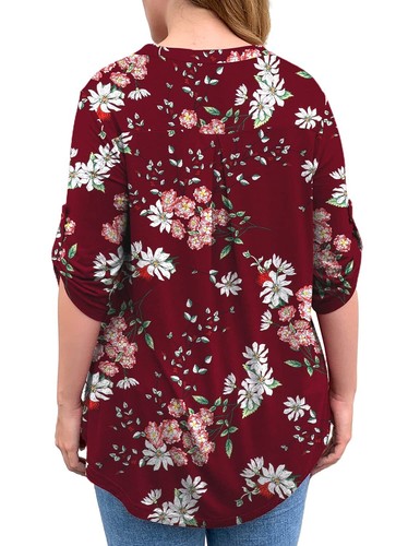 Womens Plus Size Tops Womens Shirts 3/4 Sleeve Shirts for Women V Neck Blouse... - Picture 3 of 4