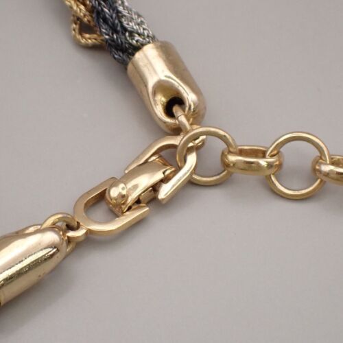 CHRISTIAN DIOR CD Logo Twisted Tricolor Charm Necklace Gold Silver Black 09ED438 - Picture 9 of 12