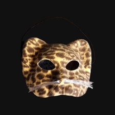 Halloween Cosplay Leopard Cat Mask Hard Plastic with Whiskers Adult Elastic
