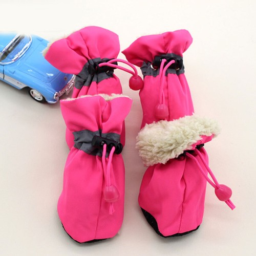 4Pcs Winter Pet Dog Shoes Warm Snow Anti-slip Boots Fur Puppy Small Big Dogs Cat - Picture 10 of 19