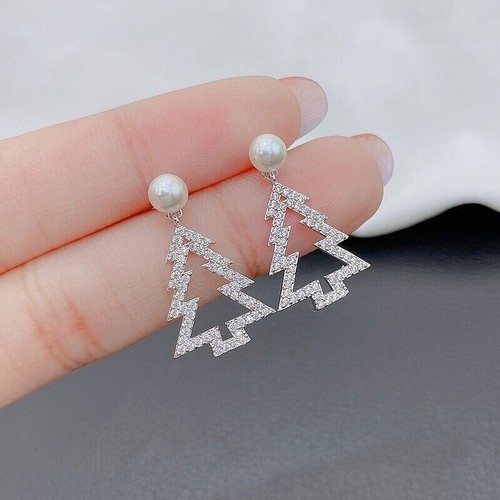 Weihnachtsbaum Ohrhänger Perlen Ohrstecker 925 Sterling Silber Damen Mädchen Geschenk - Bild 4 von 7