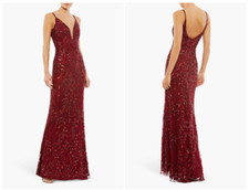 MAC DUGGAL 5107 EMBELLISHED LEAF BURGUNDY RED EVENING GOWN sz 12