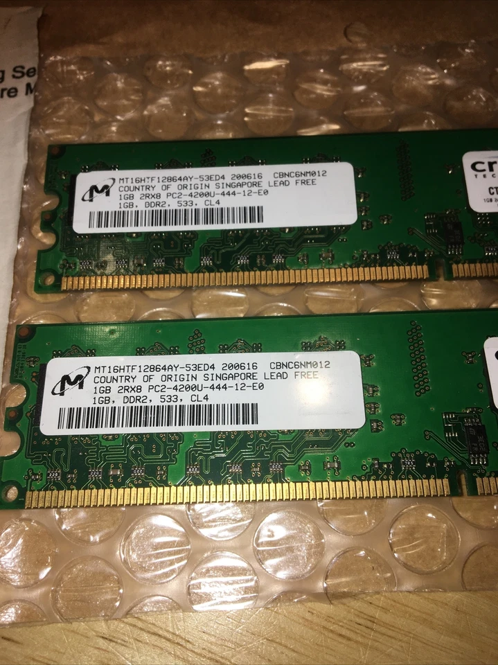 2GB Kit (2 x 1GB) Micron MT16VDDF12864AY-53ED4 Computer Memory RAM - Image 2 of 3