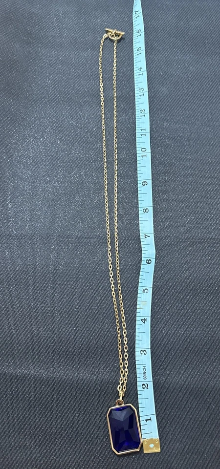 Michael Kors Blue Stone Pendant Necklace in Gold tone MKJ5001710, NWOT - Image 4 of 4