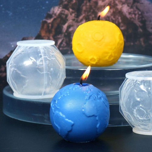 3D Earth Moon Silicone Candle Mold DIY Aromatherapy Plaster Soap Resin Mould - Picture 7 of 18