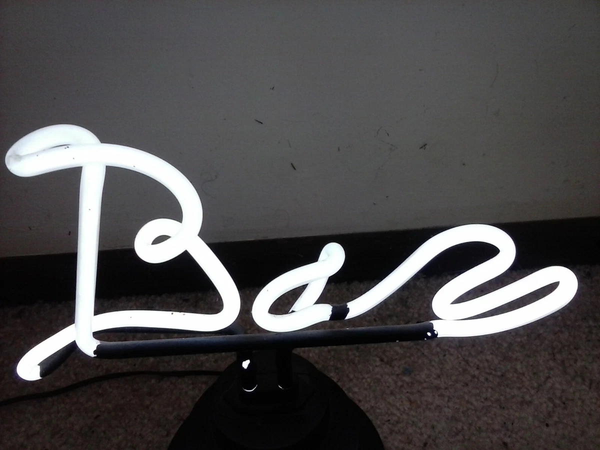 Electronic Plug In LED Neon Light Up Glass BAR Beer Sign Black & White