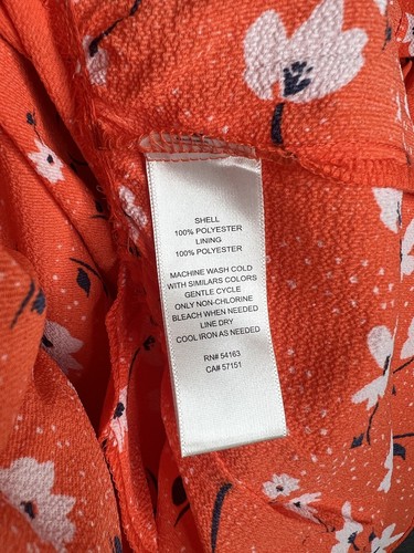 ELIZA J Floral Ruffle Long Sleeve V Neck Dress Orange Red Pockets Women Size 10 - Picture 7 of 13