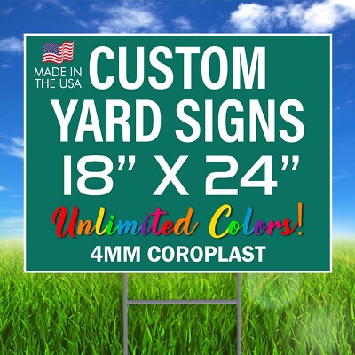 100 18x24 Full Color, Double Sided Custom Yard Signs + Stakes | eBay