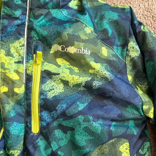 Columbia Winter Jacket Hooded Puffer Coat Camo Green Blue L - Picture 7 of 9