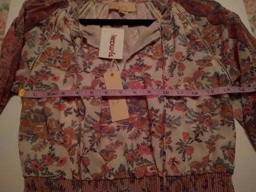 ANTHROPOLOGIE LOVE THE LABEL Women Boho Floral Tippy Border Dress Euphoria Sz XS - Picture 6 of 8