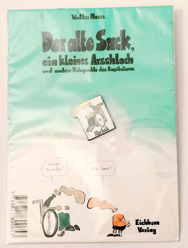 Kleines Arschloch ALTER SACK Metall Pin + Postkarte - Kunst von Walter Moers RAR