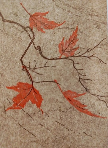 Presscraft Postcard Autumn Leaves Original Block Print Gwen Frostic 3x5" Vtg - Picture 2 of 3
