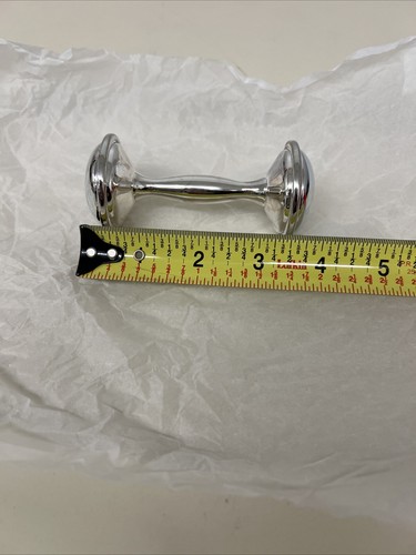Silver Plated Barbell Baby Rattle Approximately 3.5” Length - Picture 6 of 11
