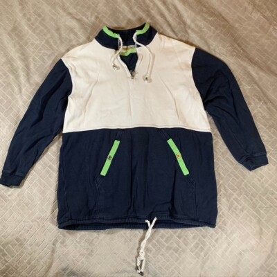 Prides Landing Sweatshirt Womens 18W Navy Blue White 1/4 Zip Nautical Coastal