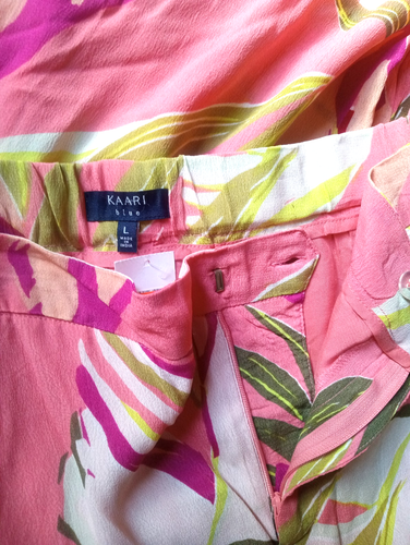 KAARI BLUE Size L NEW w/ Tag $59 Viscose peach floral lined PANTS - Picture 3 of 11
