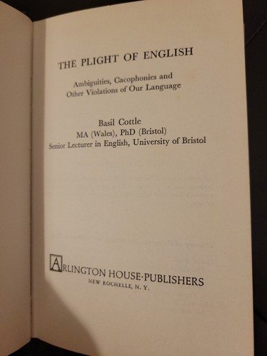 Plight of English by Cottle, Basil (1975 Hardcover) - Picture 4 of 5