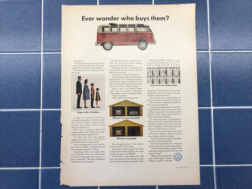 1967 VW Volkswagen Bus Print Ad 1964 1965 1966 1967 21 Window Red - Picture 2 of 3