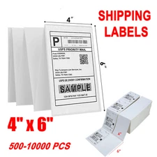 4 x 6 Fanfold / Roll Thermal Shipping Labels Paper for Zebra & Rollo Printers