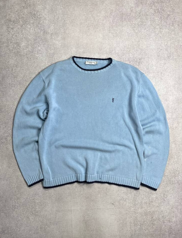 Maglione vintage anni 90 YSL Yves Saint Laurent blu boxy raro L