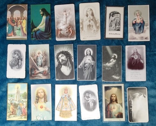 Lot of 18 Catholic Religious Prayer Holy Cards Obituary Remembrance Cards 1940's