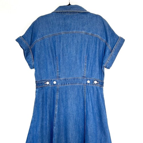Witchery Denim Dolman Midi Dress Size 12 Indigo Blue Button Front Pockets - Picture 3 of 7