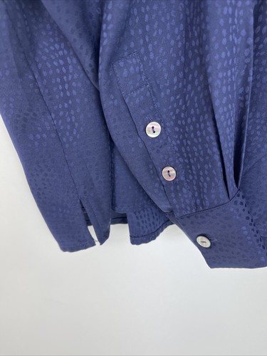 MODCLOTH Womens Large Long Sleeve Button-Up Blouse Shirt Purple Animal Print New - Picture 5 of 9