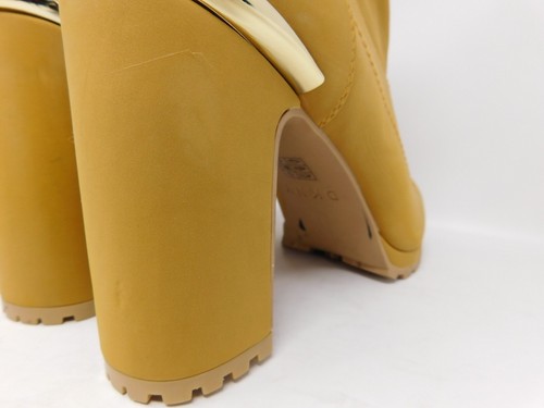 Botas para mujer DKNY botines con plataforma color tostado cremallera tacón bloque 4,5" acento dorado - Imagen 19 de 20