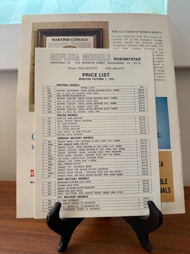 Vintage 1973 Replica Model Guns Catalogue & Price List, Advertising Ephemera - Picture 4 of 4