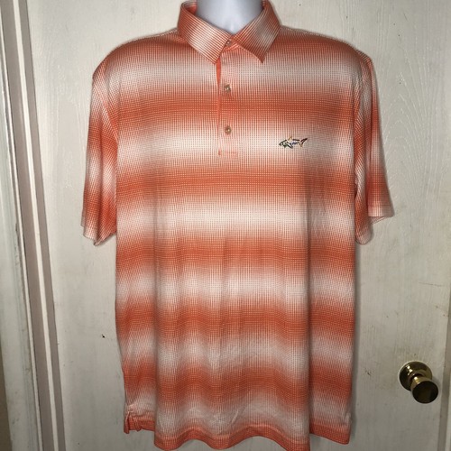 Camisa Polo Greg Norman SS Para Hombre Talla XL Naranja Blanco Algodón Pima Poli Logo - Imagen 2 de 10