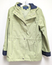 Mackintosh New England Jacket Women Lime Green Snaps Hooded Rain Coat Sz S