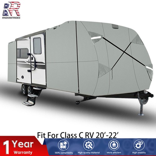 NEW RV Trailer Cover 20'-22' Waterproof Camper Travel Trailer Cover 4-Ply Gray - Picture 3 of 15