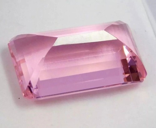 Certified Natural Brazilian 96.45 Ct Pink Emerald Cut Topaz Loose Gemstone - Picture 6 of 6