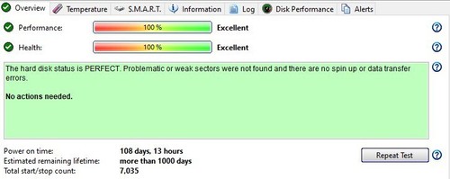 HDD Portable 1TB Toshiba - Hard Disk Sentinel Report = 100% Excellent - Picture 2 of 4