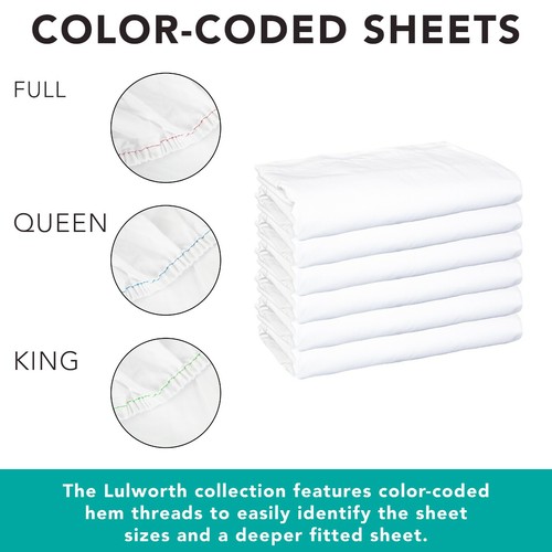 6 Pack of Fitted Bed Sheets, White, 200 Thread Count, Size Options, Color Coded - Picture 19 of 20