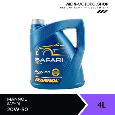 Mannol Safari 20W-50 API CH-4 API SN Youngtimer Oldtimer Universal 4 Liter