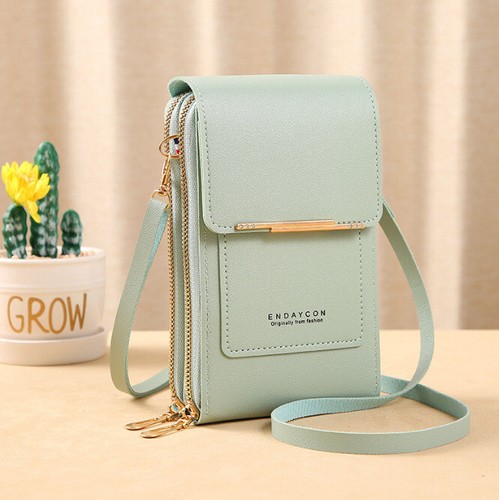 Leder Schultertasche Handytasche Umhängetasche Damen Multifunktional Geldbörse - Bild 10 von 14