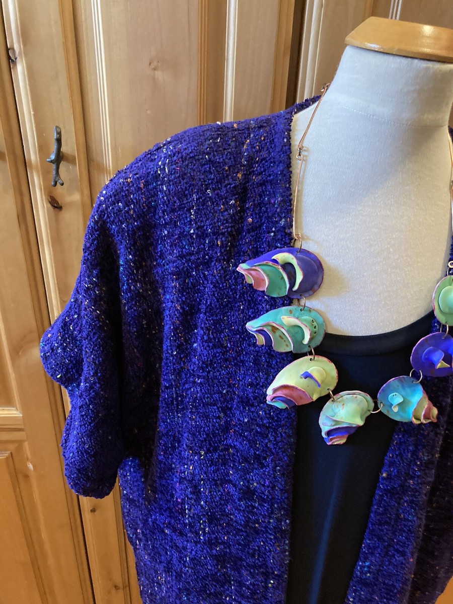 Elizabeth Jenkins Taos Fiber Artist Hand-Woven Chenille Art to Wear Vest Rare View 2
