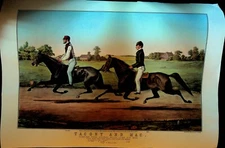 Currier & Ives Calendar Topper 1957 Tacony and Mac Hunting Park Course Horses