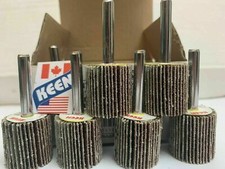 10-Pack, 320 Grit 1 x 1 x 1/4 In. Shank Flap Wheels, KEEN Abrasives #23321