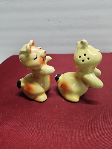 Vintage Bunny Huggers Yellow Salt & Pepper Shakers Novelty 1950s Van Tellingen - Picture 4 of 10
