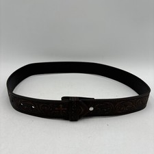 NWOT Nocona Ladies Brown Tooled Floral  Cross Western Belt w/o Buckle Size S