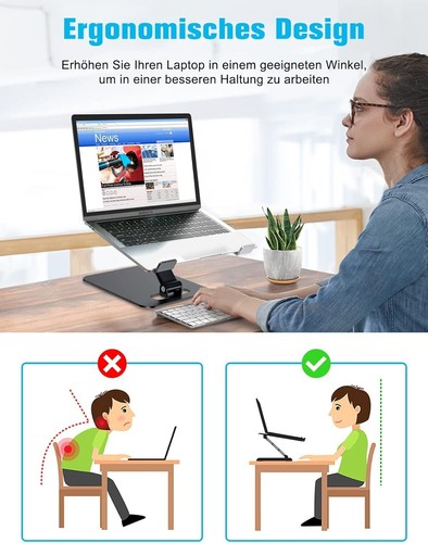 Laptop Ständer Ergonomisch Höhenverstellbar Notebook Universal Schwarz B200 - Bild 2 von 5