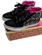 GIRLS VANS OLD SKOOL SK8-HI SPLATTER BLK/NEON SKATE SHOES SNEAKERS US KIDS 3.5