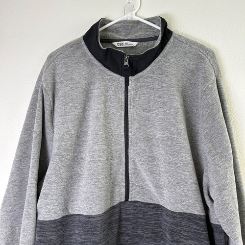DSG Fleece Jacket Size XXL Gray Half Zip Long Sleeve Pockets Pullover Polyester - Picture 2 of 11