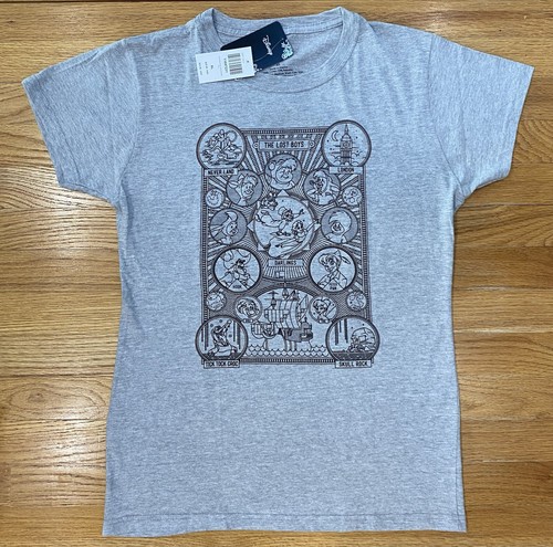 Disney Peter Pan Women’s Graphic T-Shirt XL Hot Topic Never land Lost Boys Gray