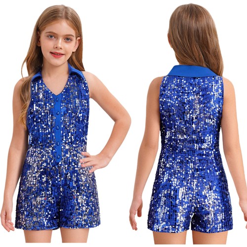 Kids Girl Outfit Refined Romper Sophistication Jumpsuit Turn-down Collar Formal - Picture 5 of 81