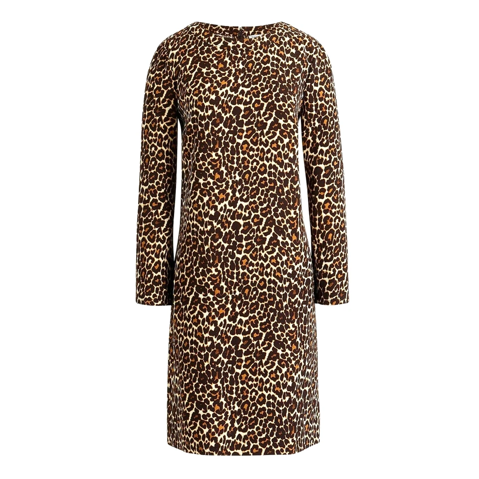 NUEVO CON ETIQUETAS J.Crew Factory Crepe Shift en Alpha Cat Print Leopardo Vestido 2 $98